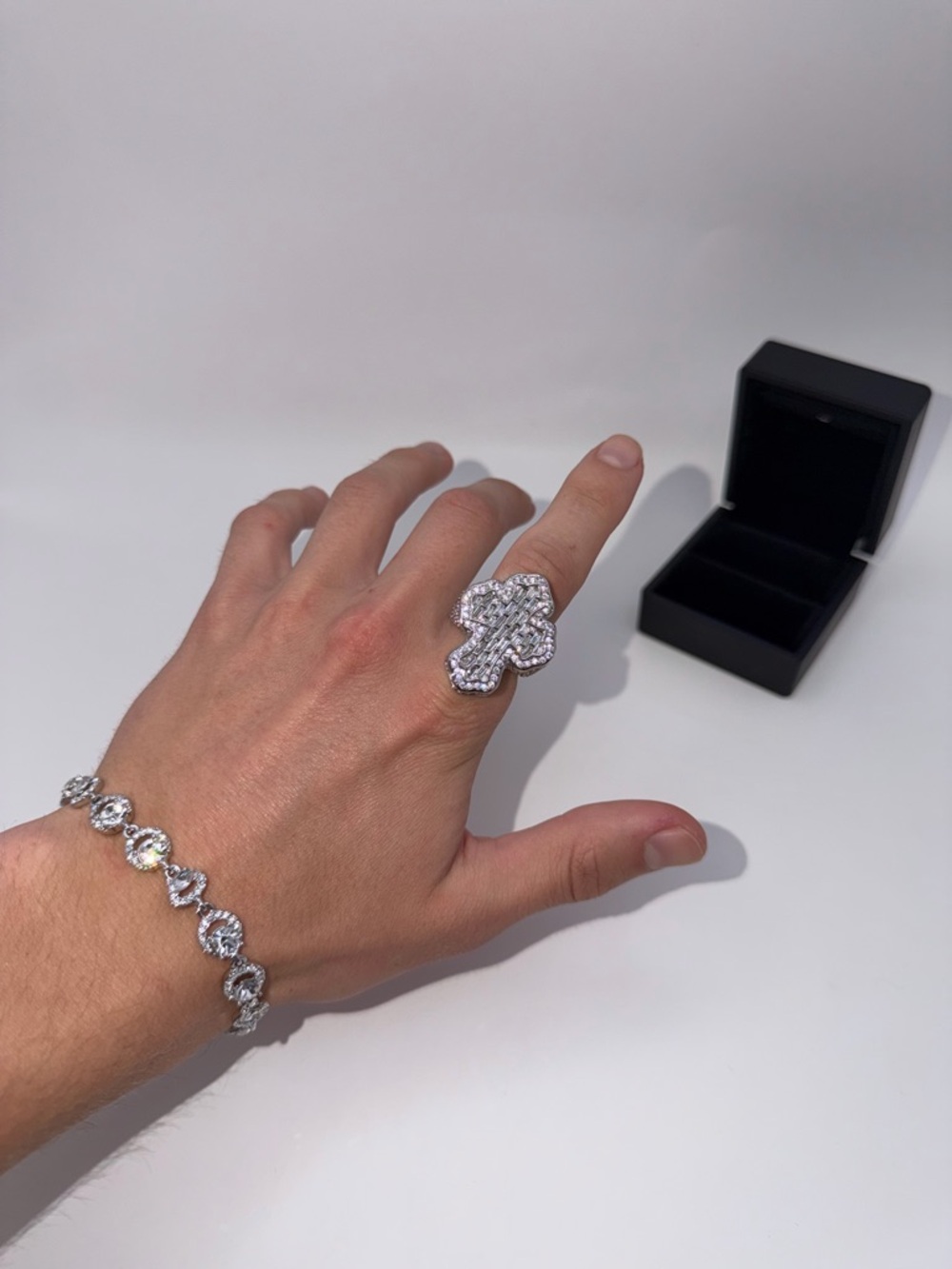 Iced Cross Statement Ring - Picture 7 of 9